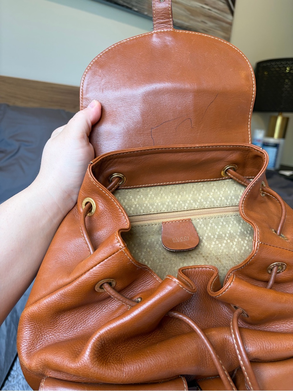 Gucci Brown Leather Backpack with Bamboo Buckles - Picture 4 of 16
